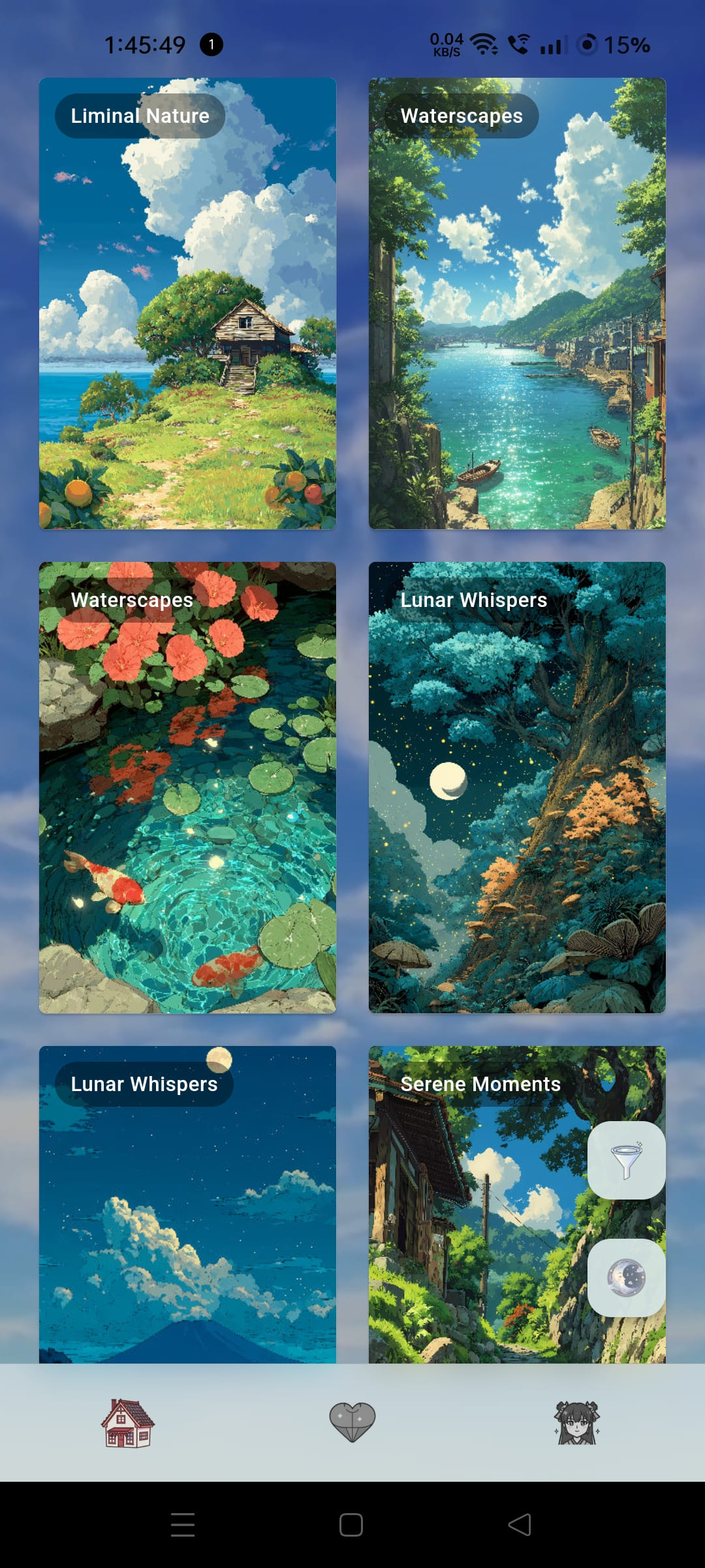 SereneDays App Home Screen